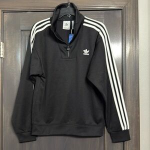 Adidas Originals NWT Black Funnel Neck Track Top Pullover Jacket, Men Size Small